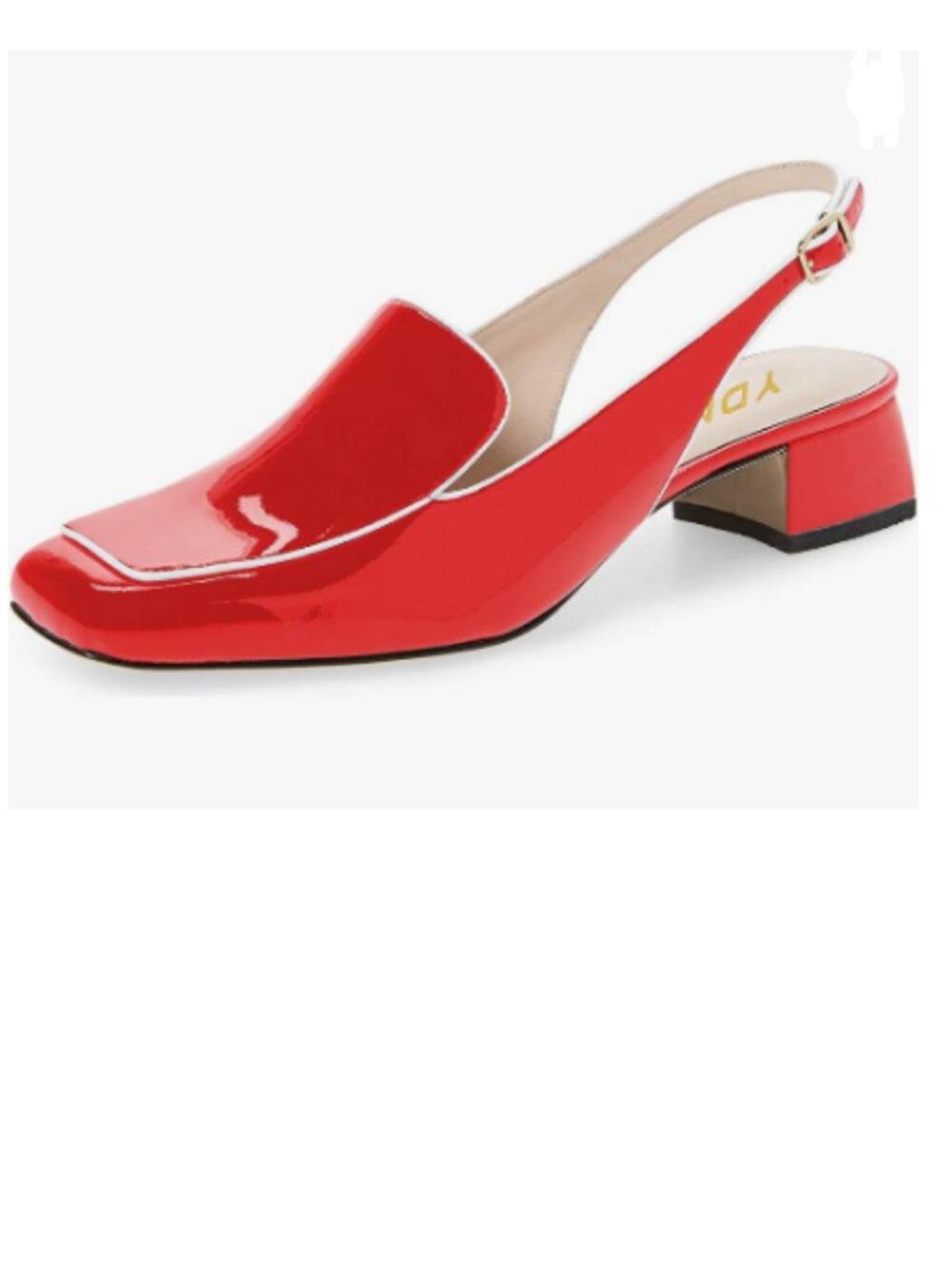 YDN Red Square Toe Block Low Heels Slingback Formal Loafer Dressy Shoes